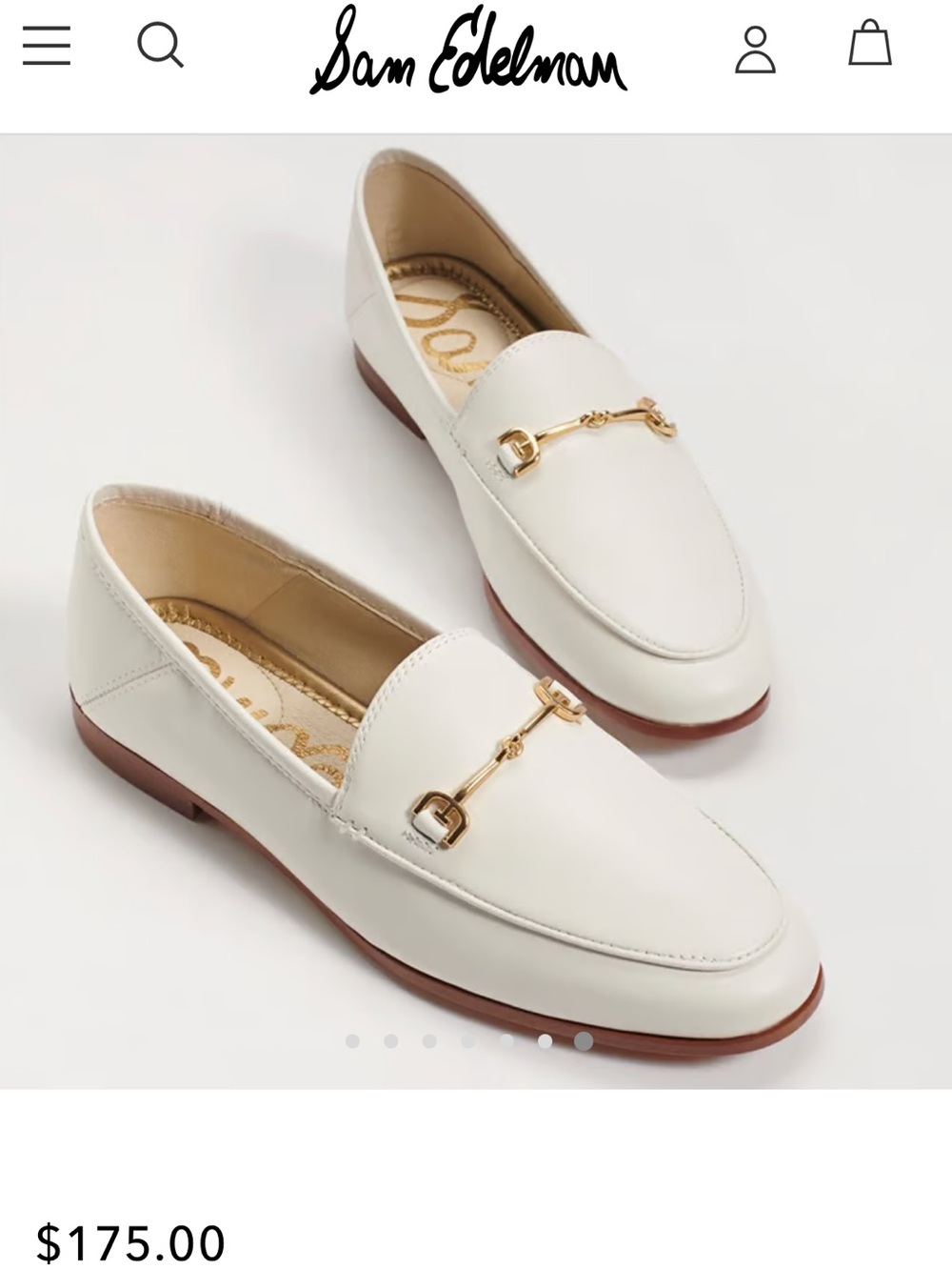 NWT Leather Sam Edelman WHITE Horsebit Loraine Loafers Goldtone hardware US 10 M